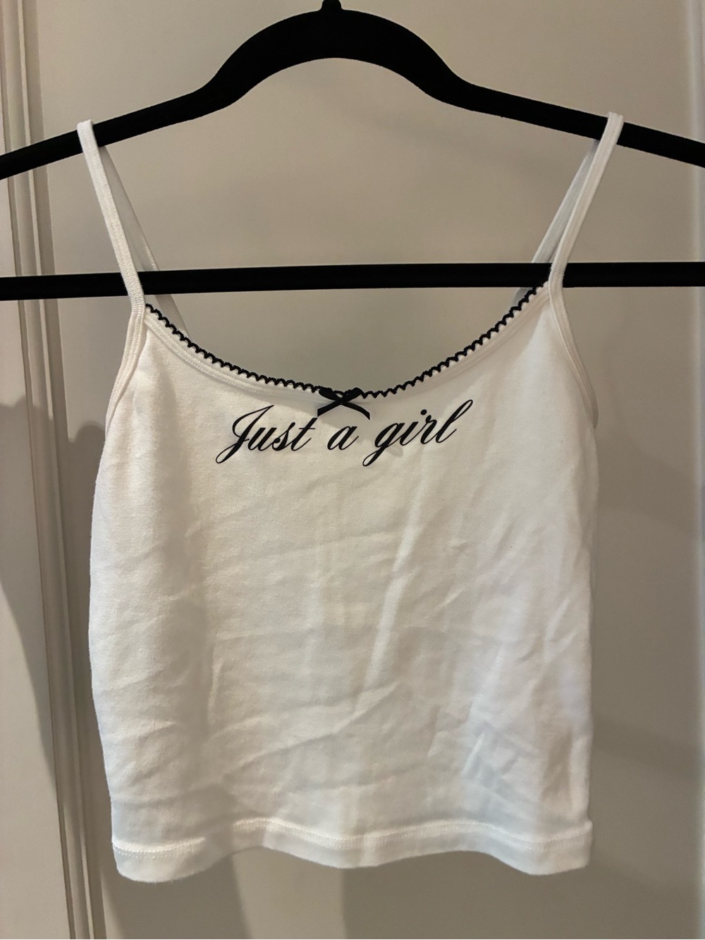 White 'Just a girl' Cotton Cami Tank Top Garage Felicia Femme Cami